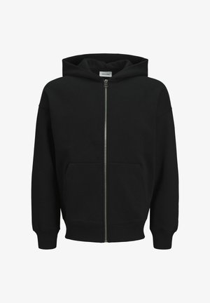 Športna jopa s kapuco na zadrgo - black