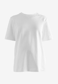 Witte shirt met korte mouwen van katoen. Rechte snit, ronde hals, zachte textuur, geen patronen of logo's, normale pasvorm.