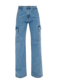 s.Oliver SURI RISE WIDE -TASCHEN - Flared Jeans - blau