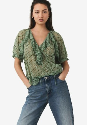 Next REGULAR FIT - SHORT SLEEVE RUFFLE  - Palaidinė - teal blue