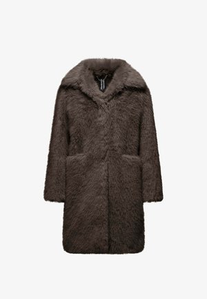 Bomboogie, LONG SINGLE-BREASTED COAT IN FAUX FUR - Wintermantel - urban bronze