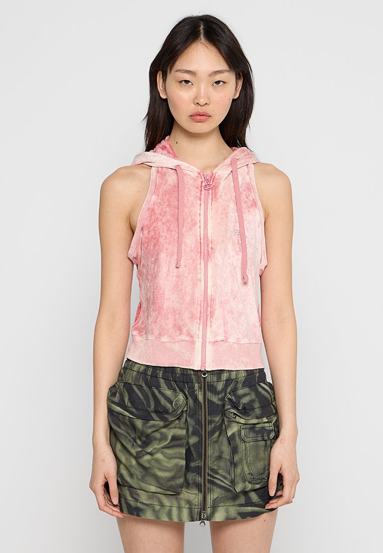 Diesel Sweater met rits donkerroze