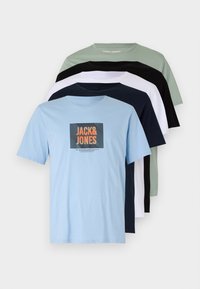 JJHUDSON TEE CREW NECK 5 PACK - Print T-shirt - black/white/sky captain/iceb erg/hambray