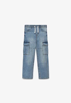 Terranova, JEANS CARGO WIDE LEG CON COULISSE - Pantaloni cargo - var blu denim chiaro