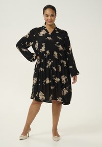Kaffe Curve KCBETTY - Dnevna obleka - black brown flower print