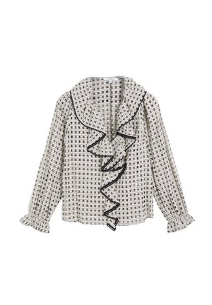 RUFFLE CHECK - Blusa - black check