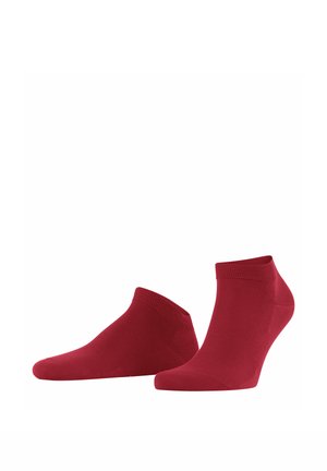 Rote Knöchelsocken aus weichem Stoff, mit einem gerippten Bündchen, glatter Textur und einem niedrig geschnittenen Design für bequemen Tragekomfort.