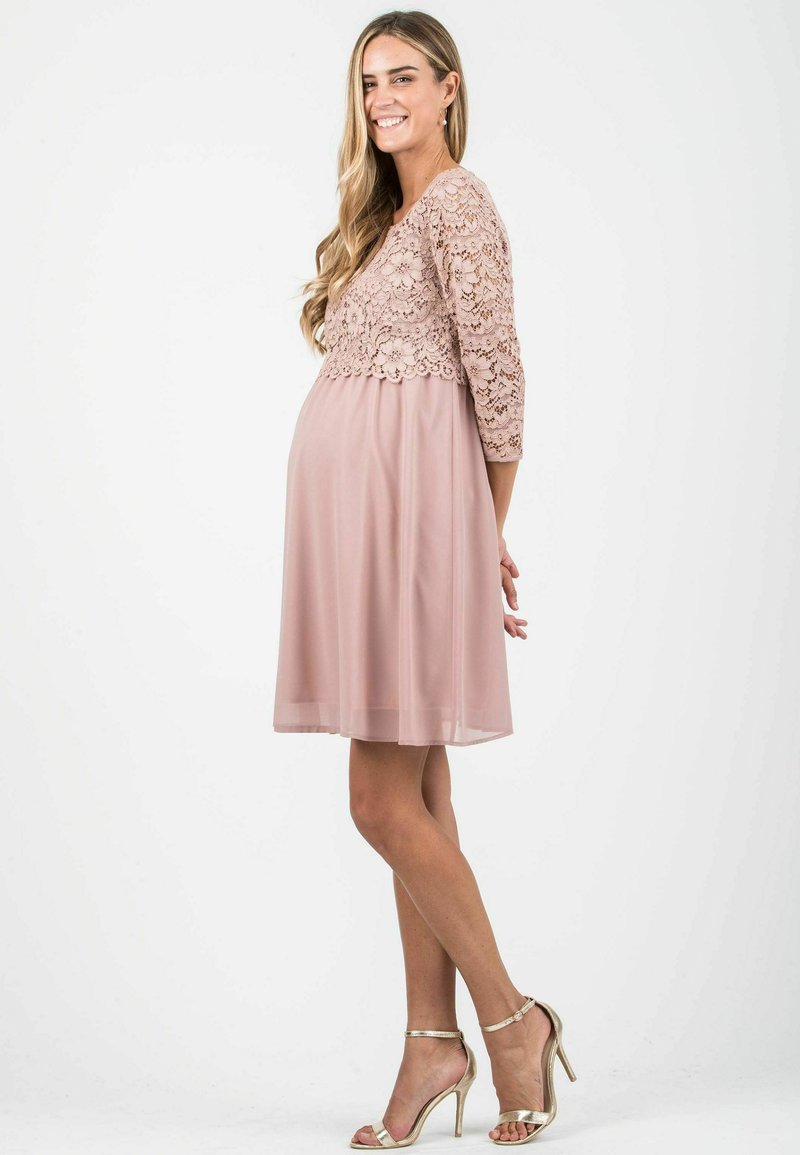 strapless open back dress Momyknows Boho Flowy Maternity Dress