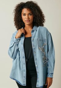 Evans SEQUIN EMBELLISHED - Overhemdblouse - blue