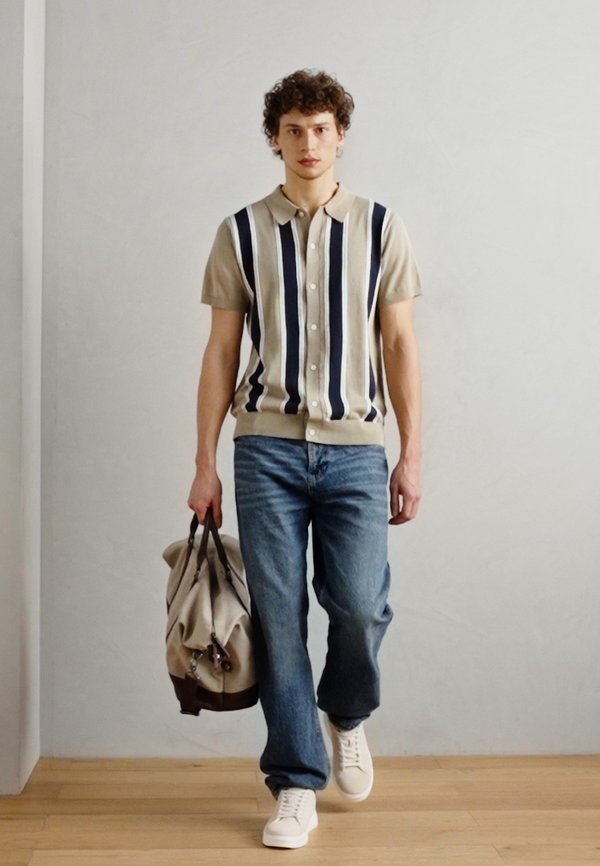 POLO CARDIGAN - Cardigan - mid stone3