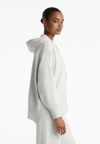 OYSHO HOODED LONG KNIT - Kardigán - mottled light grey