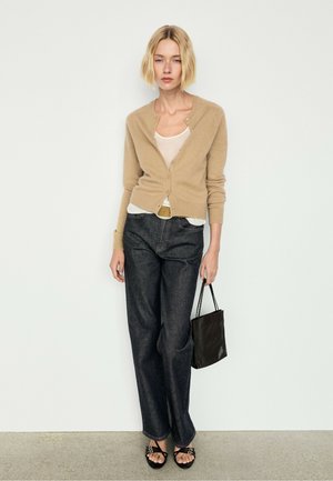 Massimo Dutti, 100% CASHMERE CROPPED KNIT CARDIGAN - Cardigan - brown