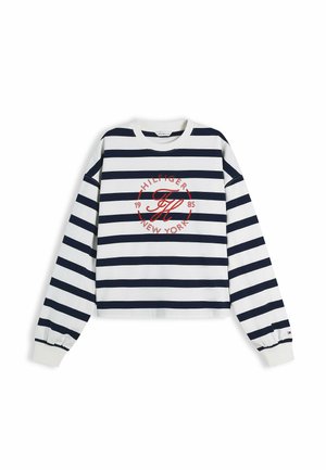 Tommy Hilfiger, TH ROUNDAL C-NK RLX LONGSLEEVE - TH ROUNDL - Sweatshirt - wide strp ecru   dark night navy
