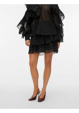 VMSABRINA SHORT FLOUNCE - Jupe trapèze - black