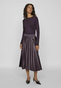 VILA RUNDHALS - Topper langermet - plum perfect