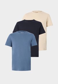 SLHCORMAC O NECK TEE 3 PACK - T-shirts basic - oatmeal/bearing sea/sky captain