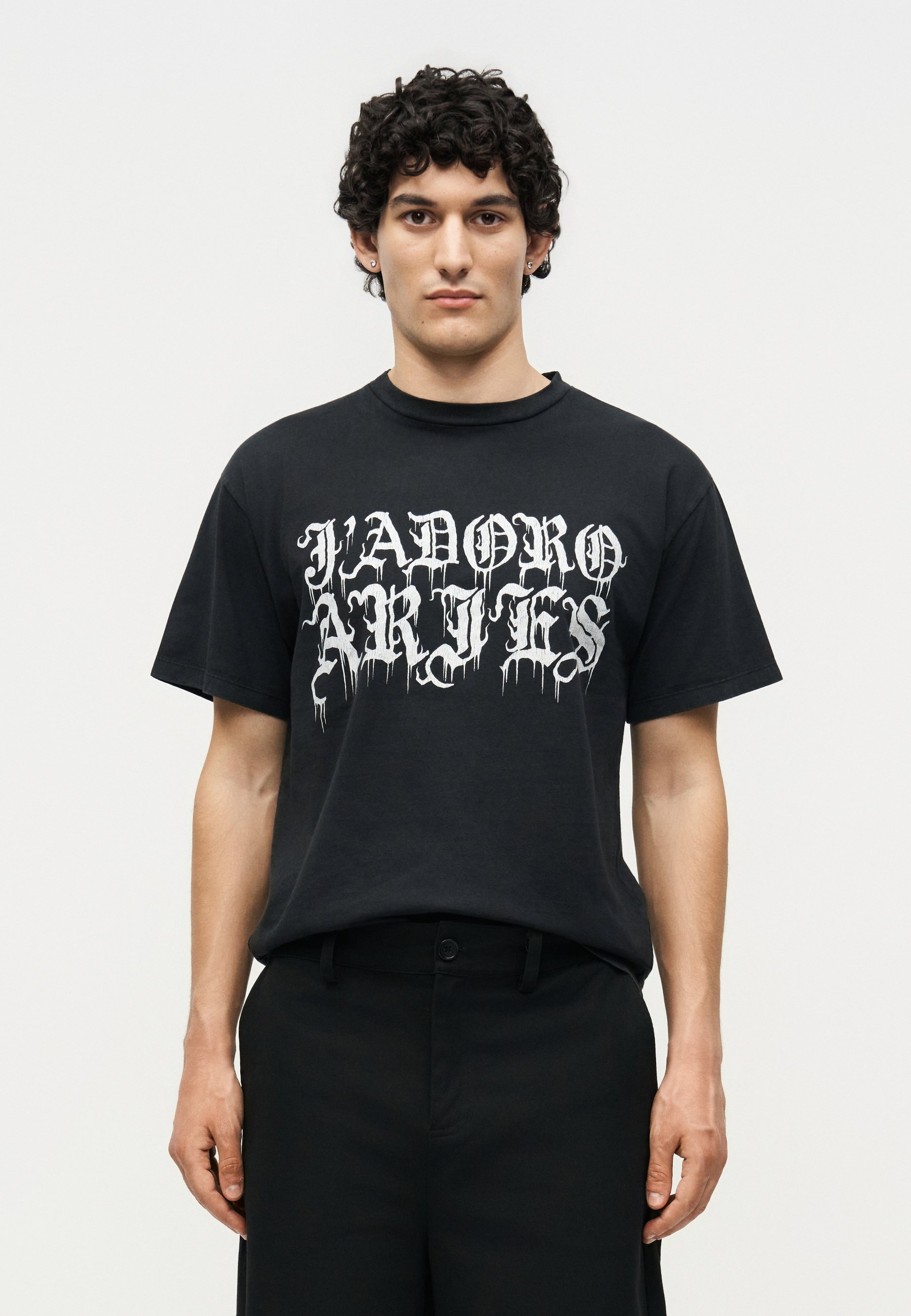 Aries FADED GOTHIC J'ADORO TEE - Print T-shirt - black - Zalando.co.uk