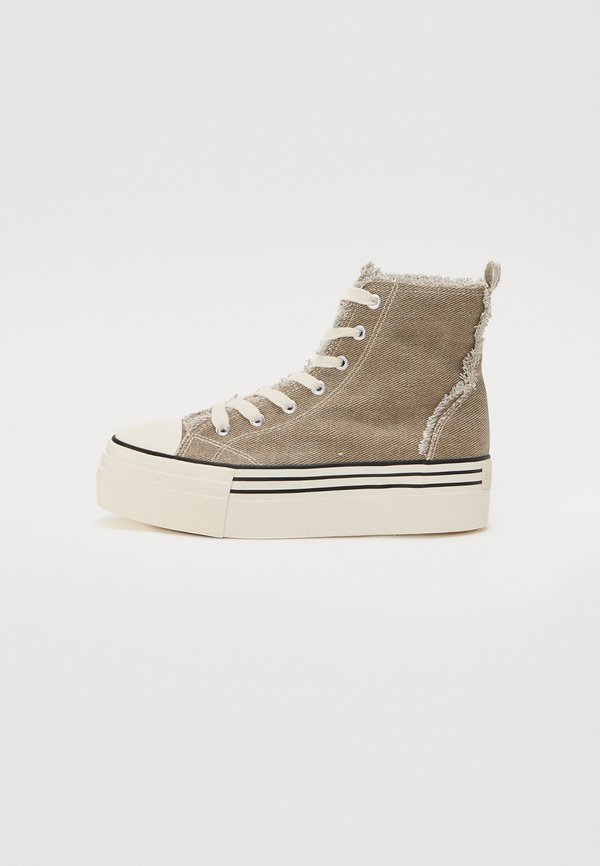 High-top trainers - beige denim