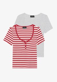 2 PACK - Print T-shirt - egret,dark red/light grey melange
