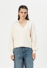 Vero Moda VMBOOM V NECK VER - Jumper - birch melange