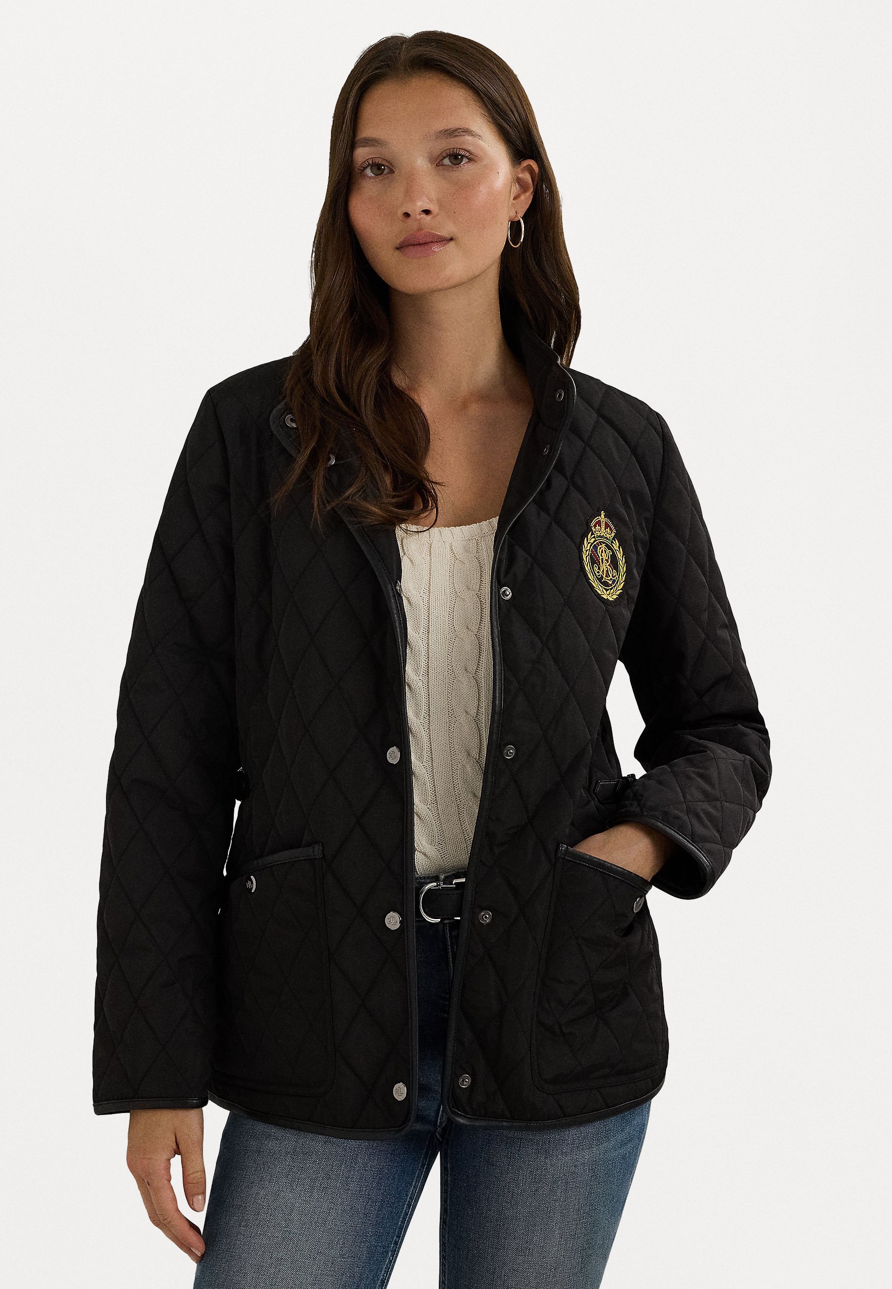 Lauren Ralph Lauren BUCKLE-TRIM CREST-PATCH QUILTED JACKET - Light 