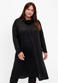 Zizzi HOCHGESCHLOSSENES MIT TASCHEN - Džersejové šaty - black
