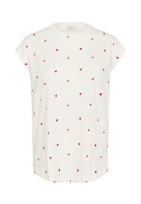 KACLAUDI - T-Shirt print - chalk w raspberry hearts