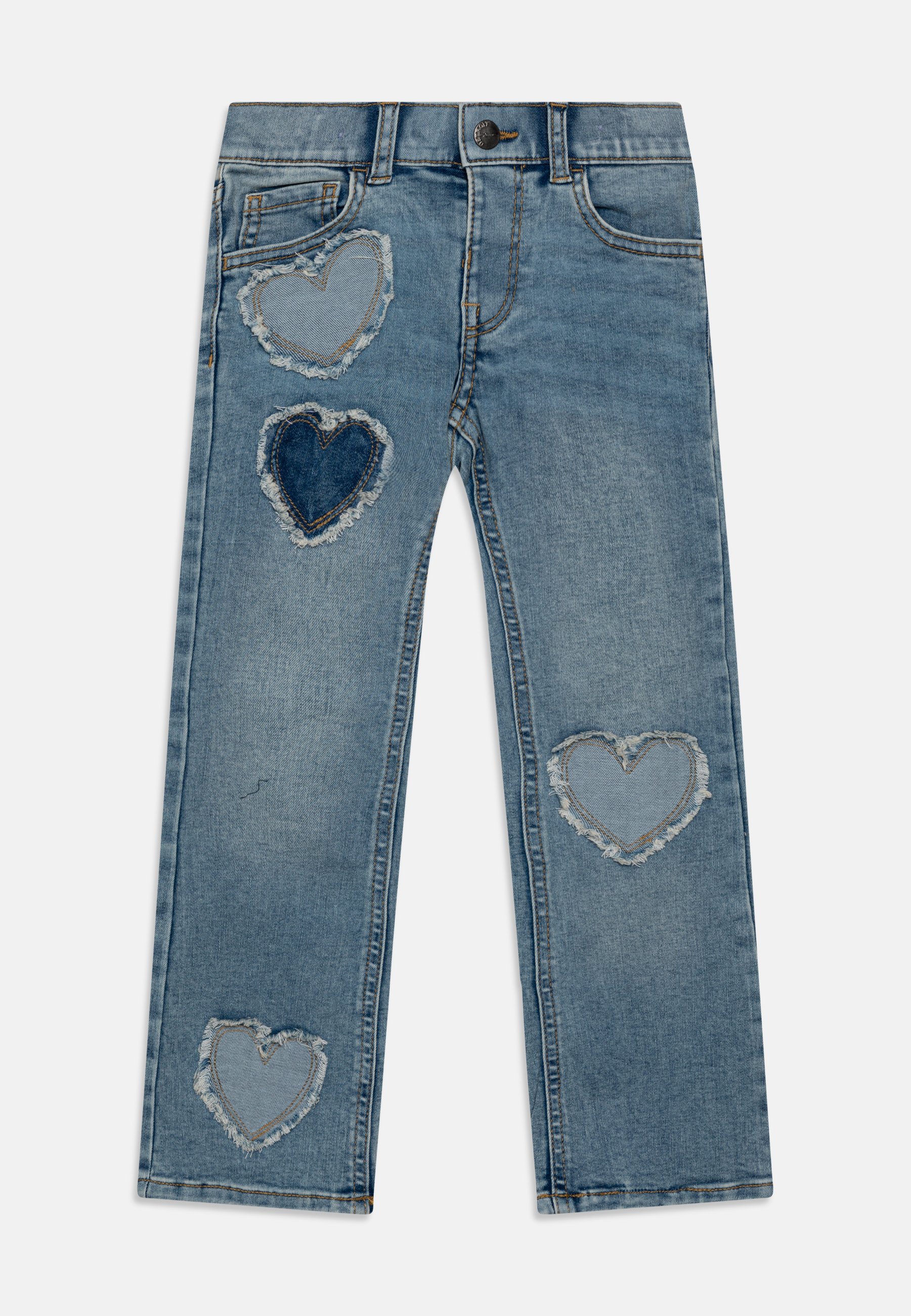 Lindex TROUSERS FREJA HEART APPLIQUE - Flared Jeans - blue denim