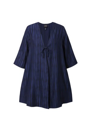 Ulla Popken IRREGULAR STRIPED OPEN SHAPE 3/4 SLEEVE  - Cardigan - dark marine