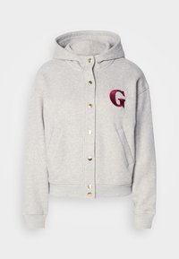BADGE BUTTON UP HOODIE - Sweater met rits - light grey melange