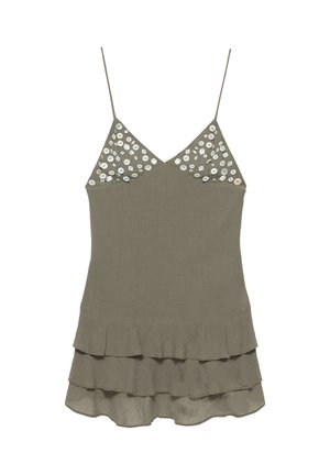 PULL&BEAR, BUTTONED SHORT STRAPPY - DRESS - Robe de jour - mottled green