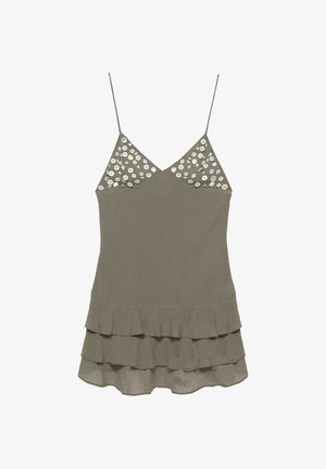 PULL&BEAR, BUTTONED SHORT STRAPPY - DRESS - Hverdagskjole - mottled green