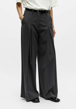 Object PLISSIERTE - Broek - dark grey melange