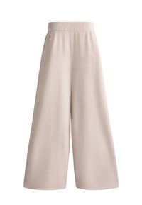 WIDE STRAIGHT-LEG PIQUÉ KNIT - Trousers - sand