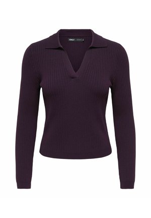 ONLY, ONLKAYA LS POLO V-NECK PULLOVER EX KNT - T-shirt à manches longues - plum perfect