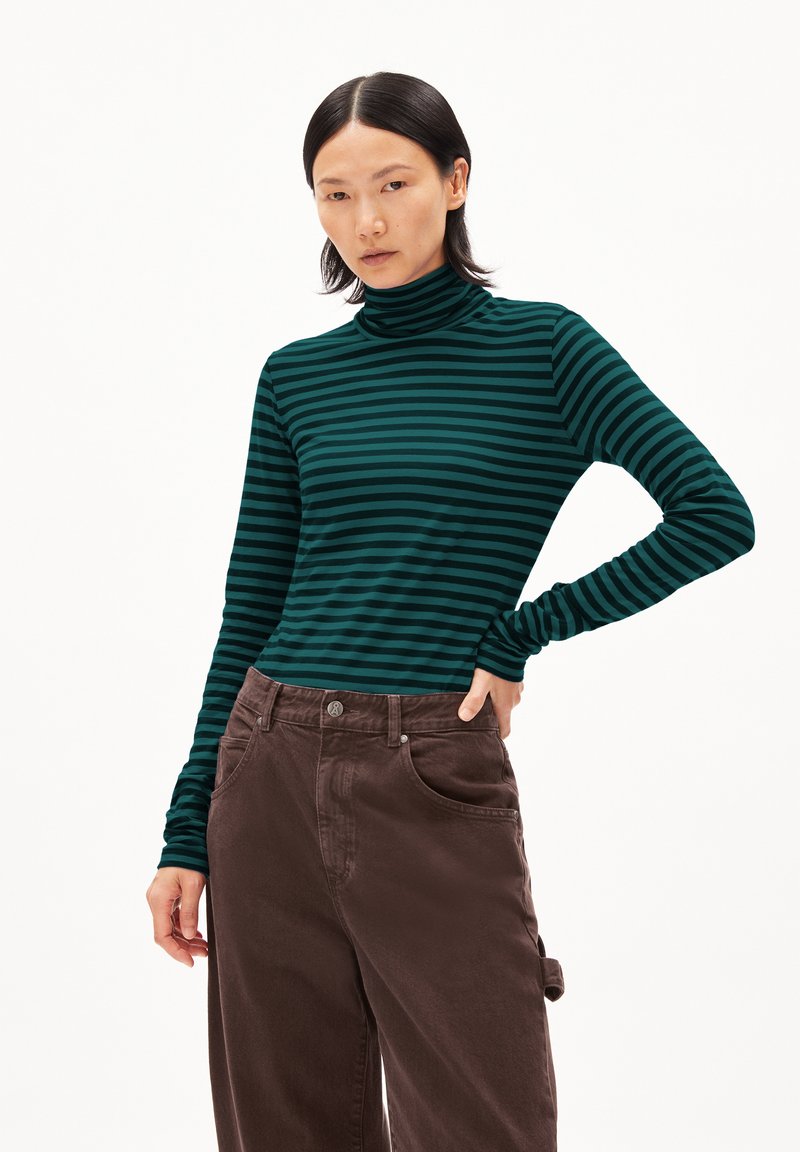 ARMEDANGELS GRAZILIAA STRIPES - Langarmshirt - teal stone black