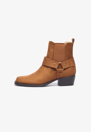Anna Field, Bottines de cowboy / motard - cognac