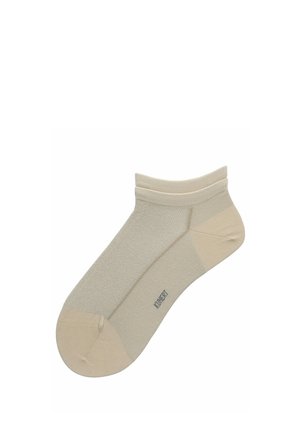 Beige Knöchelsocke mit Rippenbund und verstärkter Spitze und Ferse, mit dezentem "KULERY"-Schriftzug an der Seite.