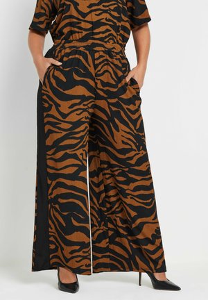 ZEBRA PRINT SIDE STRIPE - Stoffhose - black
