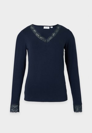VILA, VICLURA V-NECK L/S TOP/LN/2 - T-shirt à manches longues - navy blazer