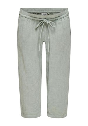 Pantalon lounge de maternité gris clair texturé avec taille élastique et cordon à l'avant, coupe droite.