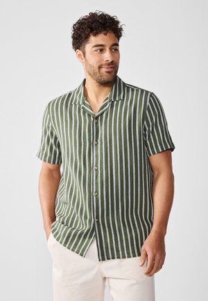 Pier One LINEN MIX BLEND SHIRT - Shirt - green/white