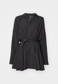 SUPER OVERSIZED SHIRT FLARED MINI DRESS - Robe chemise - black