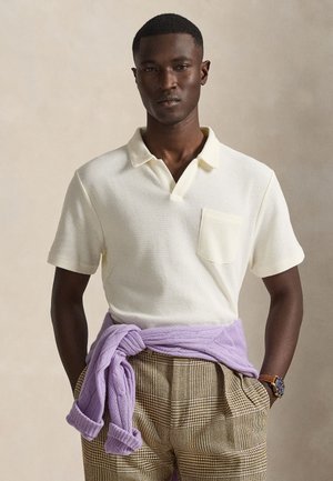 STANDARD FIT HONEYCOMB-MESH POLO SHIRT - Pólóing - pale cream
