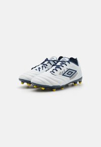 Umbro TOCCO IV PREMIER FG - Scarpe da calcio per terreni duri - white/poseidon/blazing yellow