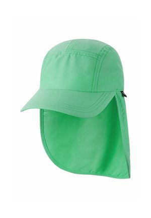 Jasnozielony kapelusz przeciwsłoneczny z szerokim rondem i długim daszkiem na szyję dla przedłużonej ochrony przeciwsłonecznej.