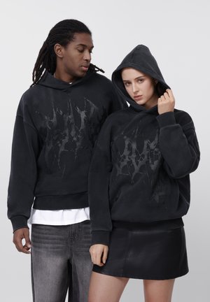 DISTRESSED GRAPHIC UNISEX - Kapuzenpullover - black acid wash