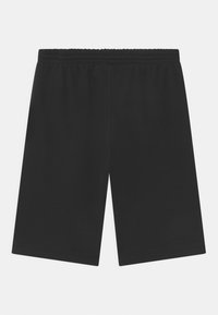 Černé bavlněné šortky s elastickým pasem, rovný střih, bez kapes. Látka má hladkou strukturu a minimální designové detaily.