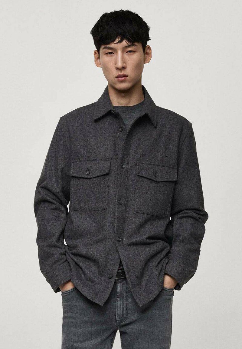 Mango Vapaa-ajan kauluspaita - mottled dark grey