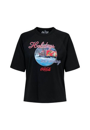 ONLY Carmakoma, CARCOCA COLA XMAS LIFE  - T-shirt imprimé - black